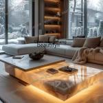 X  Jade coffee table natural luxury stone square light luxury high-end living room marble luminous coffee tableAA
