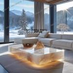 X  Jade coffee table natural luxury stone square light luxury high-end living room marble luminous coffee tableAA