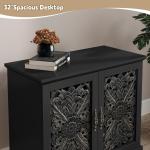 vintage carved wood 2-door accent cabinet - storage sideboard buffet with credenza for living room