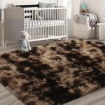 Shag Area Rugs for Bedroom Living Room,8X10 Ultra Soft Fluffy Area Rugs for Dorm,Indoor Carpet Nursery Rugs for Kids Girls Room Home Decor, Mottling Brown