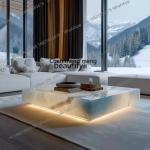 X  Jade coffee table natural luxury stone square light luxury high-end living room marble luminous coffee tableAA