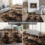 Shag Area Rugs for Bedroom Living Room,8X10 Ultra Soft Fluffy Area Rugs for Dorm,Indoor Carpet Nursery Rugs for Kids Girls Room Home Decor, Mottling Brown