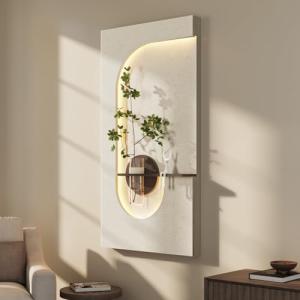 3D Textured LED Neutral Wall Art Decor for Living Room, Large Modern Minimalist Beige Sandstone Vertical Artwork for Walls, Cozy Home Lighted Wall Decor for Hallway, Dining Room, Bedroom, Office