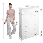 WLIVE Tall Dresser for Bedroom with 13 Drawers, Storage Dresser Organizer Unit, Fabric Dresser for Bedroom, Closet, Chest of Drawers with Fabric Bins, Steel Frame, Wood Top, White
