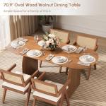 homary 70.9" Japandi Oval Dining Table for 6, Modern Pine Wood Dininer Table for Dining Room, Kitchen, Living Room Mesas de Comedor, Easy Clean