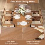 homary 70.9" Japandi Oval Dining Table for 6, Modern Pine Wood Dininer Table for Dining Room, Kitchen, Living Room Mesas de Comedor, Easy Clean