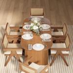 homary 70.9" Japandi Oval Dining Table for 6, Modern Pine Wood Dininer Table for Dining Room, Kitchen, Living Room Mesas de Comedor, Easy Clean