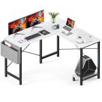 DUMOS L Shaped Desk Computer Gaming Corner Table 50 Inch Home Office Writing Student Work PC Workstation with Side Storage Bag CPU Stand for Bedroom Small Spaces