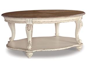 Signature Design by Ashley Realyn Casual Cottage Coffee Table, Antique White & Brown