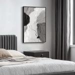 Framed Black and White Abstract Canvas Wall Art, Large Modern Art Prints Paintings Artwork for Walls, Minimalist Gray Pictures for Living Room Bedroom Dining Room Office Bathroom Wall Decor 24x36 In