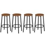HOOBRO Bar Stools, Set of 4 Bar Chairs, Kitchen Round Height Stools with Footrest, Breakfast Bar Stools, Sturdy Steel Frame, for Dining Room, Kitchen, Party, Easy Assembly, Rustic Brown BF03BYP401N1
