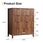 XUZENEST 4 Drawer Dressers for Bedroom, Modern Closet Chest of Drawers with Waveform Fluted Panel, Large Wood Storage Dresser Organizer for Nursery Bedroom Living Room Hallway Closet, Walnut