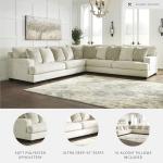 Signature Design by Ashley Rawcliffe Casual L-Shaped Anti Sag 3-Piece Sectional with Reversible Cushions and 10 Accent Pillows, Beige