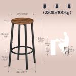 HOOBRO Bar Stools, Set of 4 Bar Chairs, Kitchen Round Height Stools with Footrest, Breakfast Bar Stools, Sturdy Steel Frame, for Dining Room, Kitchen, Party, Easy Assembly, Rustic Brown BF03BYP401N1