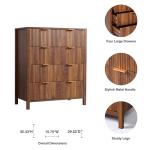 XUZENEST 4 Drawer Dressers for Bedroom, Modern Closet Chest of Drawers with Waveform Fluted Panel, Large Wood Storage Dresser Organizer for Nursery Bedroom Living Room Hallway Closet, Walnut