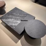 Modern simple night snow natural stone coffee table combination square round Italian coffee table