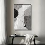 Framed Black and White Abstract Canvas Wall Art, Large Modern Art Prints Paintings Artwork for Walls, Minimalist Gray Pictures for Living Room Bedroom Dining Room Office Bathroom Wall Decor 24x36 In