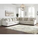 Signature Design by Ashley Rawcliffe Casual L-Shaped Anti Sag 3-Piece Sectional with Reversible Cushions and 10 Accent Pillows, Beige