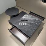 Modern simple night snow natural stone coffee table combination square round Italian coffee table