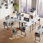 DUMOS L Shaped Desk Computer Gaming Corner Table 50 Inch Home Office Writing Student Work PC Workstation with Side Storage Bag CPU Stand for Bedroom Small Spaces