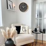 HZDHCLH Modern Wall Clocks Battery Operated,10 inch Black and Gold Clock for Wall,Silent Small Wall Clock for Living Room Bedroom Kitchen Office Nursery Decor