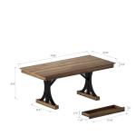 Garvee 71-Inch Wooden Kitchen Table with Two Drawers, Large Dining Table for 6-8 w/Large Tabletop & Sturdy Frame, Rectangular Dining Table with Double Pedestal, for Kitchen, Dinner
