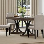 Garvee 71-Inch Wooden Kitchen Table with Two Drawers, Large Dining Table for 6-8 w/Large Tabletop & Sturdy Frame, Rectangular Dining Table with Double Pedestal, for Kitchen, Dinner