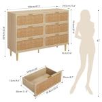 GarveeHome Rattan 6 Drawer Dresser for Bedroom, Large Double Dresser with Deep Drawers, Wooden Chest of Drawers for Closet with Wide Top, for Living Room, Hallway, Kids Room, Natural