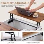 Korser Lift Top Coffee Table with Storage, 31.5" Farmhouse Square Coffee Tables for Living Room, Wood Center Table with Large Hidden Storage Compartment and Gas Strut Lift Top, White