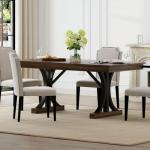 Garvee 71-Inch Wooden Kitchen Table with Two Drawers, Large Dining Table for 6-8 w/Large Tabletop & Sturdy Frame, Rectangular Dining Table with Double Pedestal, for Kitchen, Dinner