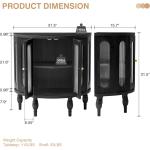 31 Inch Sideboard Buffer Cabinet with Storage, Semi-Circular Modern Storage Cabinet, Wood Finish and Acrylic Door