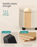 SONGMICS Round Ottoman, Ottoman with Storage, 17.7 x 17.7 x 17.5 Inches, Foot Rest with Legs, Linen-Look Fabric, Load up to 330 lb, for Living Room, Bedroom, Light Beige ULOM011W01