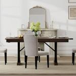 Garvee 71-Inch Wooden Kitchen Table with Two Drawers, Large Dining Table for 6-8 w/Large Tabletop & Sturdy Frame, Rectangular Dining Table with Double Pedestal, for Kitchen, Dinner