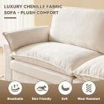 SUAWY 114 Inch Modular Couch Sectionals with Ottoman, Big Comfy Cloud Couches, L Shaped 4 Seat Modular Sectional Sofa, Modern Cloud Sectional Couches for Living Room, Deep Seat Sofa, Beige