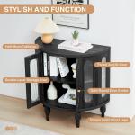 31 Inch Sideboard Buffer Cabinet with Storage, Semi-Circular Modern Storage Cabinet, Wood Finish and Acrylic Door