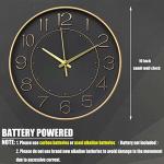 HZDHCLH Modern Wall Clocks Battery Operated,10 inch Black and Gold Clock for Wall,Silent Small Wall Clock for Living Room Bedroom Kitchen Office Nursery Decor
