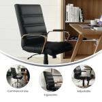 Flash Furniture Whitney Mid-Back Swivel LeatherSoft Desk Chair with Wheels, Padded Seat and Armrests, Adjustable Height Padded Office Chair, Black