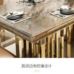 MANBAS Luxury Marble Dining Table and 4 Chairs Set Sticking Seashells In Stainless Steel Gold Color for Elegant Home Decoration