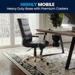 Flash Furniture Whitney Mid-Back Swivel LeatherSoft Desk Chair with Wheels, Padded Seat and Armrests, Adjustable Height Padded Office Chair, Black