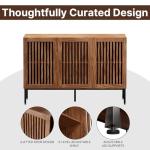BVIUNTWO Buffet Cabinet, Modern Credenza Storage Cabinet with Adjustable Shelves and Metal Base, 47 Inch Wood Multifunctional Console Table for Kitchen, Living Room, Entryway, Brown