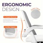 NEO CHAIR Office Desk Computer Gaming Ergonomic Chair with Lumbar Back Support Adjustable Height Swivel Wheels Flip-up Arms Mesh Chair for Home or Office (Ivory)