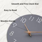 Mosewa Wall Clock 14 Inch Gray Battery Operated Silent Non Ticking Simple Modern Wood Clock Decorative for Bedroom Living Room Kitchen Home Office