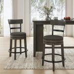 Signature Design by Ashley Caitbrook | Farmhouse Swivel 24" Counter Height Barstool – 360° Swivel, Upholstered with Nailhead Trim, Metal & Wood Frame, Gray