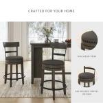 Signature Design by Ashley Caitbrook | Farmhouse Swivel 24" Counter Height Barstool – 360° Swivel, Upholstered with Nailhead Trim, Metal & Wood Frame, Gray