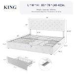 Allewie Upholstered King Size Platform Bed Frame with 4 Storage Drawers and Headboard, Diamond Stitched Button Tufted, Mattress Foundation with Wooden Slats Support, No Box Spring Needed, Beige