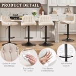 MALOL Bar Stools Set of 4, Swivel Bar Chairs, Modern Adjustable PU Leather Upholstered Barstools Counter Height with Tufted Back for Bar, Kitchen Counter Island, Dining Room, Beige