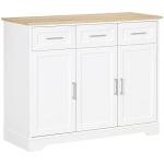 HOMCOM Sideboard Buffet Cabinet with 3 Storage Drawers, Kitchen Cabinet, Coffee Bar, with Adjustable Shelf for Living Room, White
