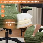 UMBFUN Criss Cross Chair with Flip-up Arms, Wide Criss Legged Chair with 3 Layer Cushion, Ergonomic Office Desk Chair with Wheels, Swivel Vanity Chair for Office, Living Room, Bedroom, Chenille Green