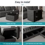 Belffin Ottoman Module with Storage for Modular Sofa Sectional Couch Cube Seat Square Storage Ottoman Footrest Modern Fabric Dark Grey