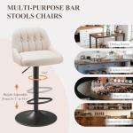 MALOL Bar Stools Set of 4, Swivel Bar Chairs, Modern Adjustable PU Leather Upholstered Barstools Counter Height with Tufted Back for Bar, Kitchen Counter Island, Dining Room, Beige